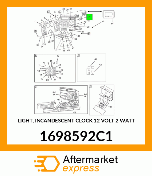 LIGHT, INCANDESCENT CLOCK 12 VOLT 2 WATT 1698592C1