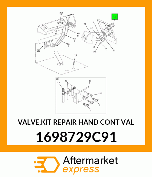 VALVE,KIT REPAIR HAND CONT VAL 1698729C91