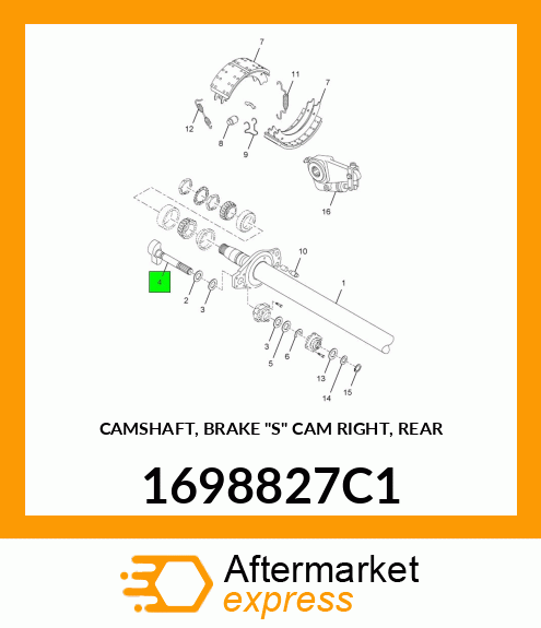 CAMSHAFT, BRAKE "S" CAM RIGHT, REAR 1698827C1