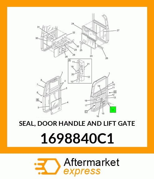SEAL, DOOR HANDLE AND LIFT GATE 1698840C1