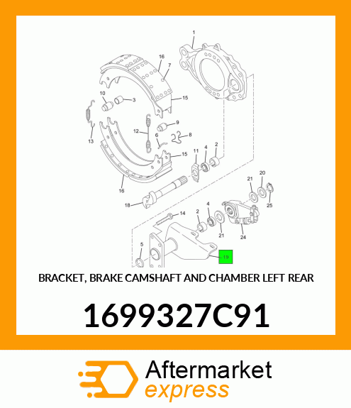 BRACKET, BRAKE CAMSHAFT AND CHAMBER LEFT REAR 1699327C91