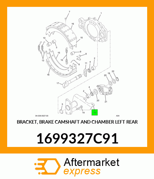 BRACKET, BRAKE CAMSHAFT AND CHAMBER LEFT REAR 1699327C91