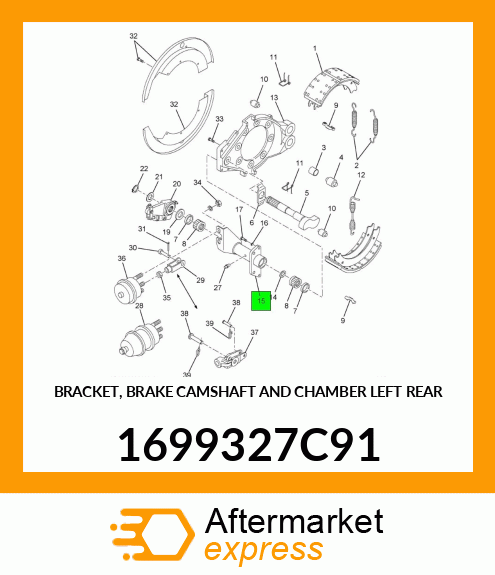 BRACKET, BRAKE CAMSHAFT AND CHAMBER LEFT REAR 1699327C91