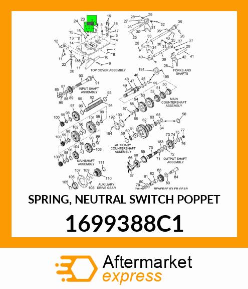 SPRING, NEUTRAL SWITCH POPPET 1699388C1