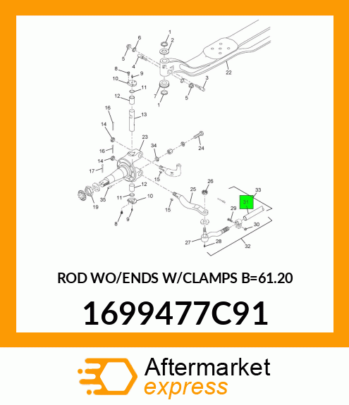 ROD WO/ENDS W/CLAMPS B=61.20 1699477C91
