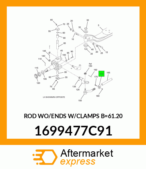 ROD WO/ENDS W/CLAMPS B=61.20 1699477C91