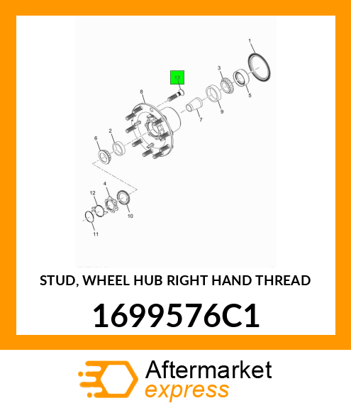 STUD, WHEEL HUB RIGHT HAND THREAD 1699576C1