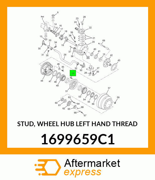 STUD, WHEEL HUB LEFT HAND THREAD 1699659C1