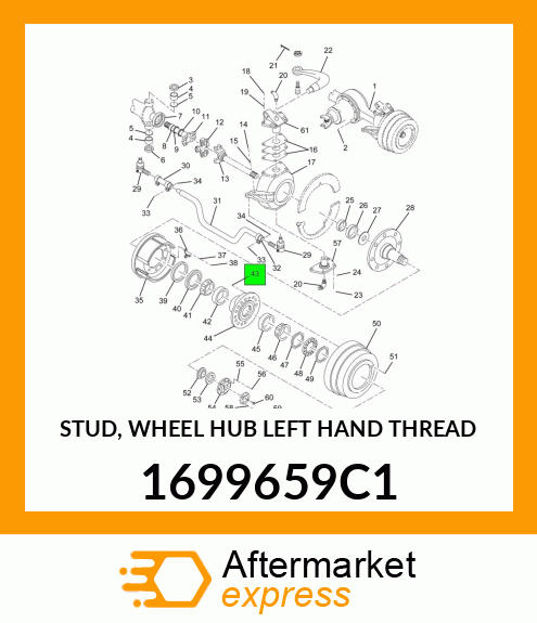 STUD, WHEEL HUB LEFT HAND THREAD 1699659C1