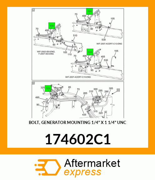 BOLT, GENERATOR MOUNTING 1/4" X 1 1/4" UNC 174602C1