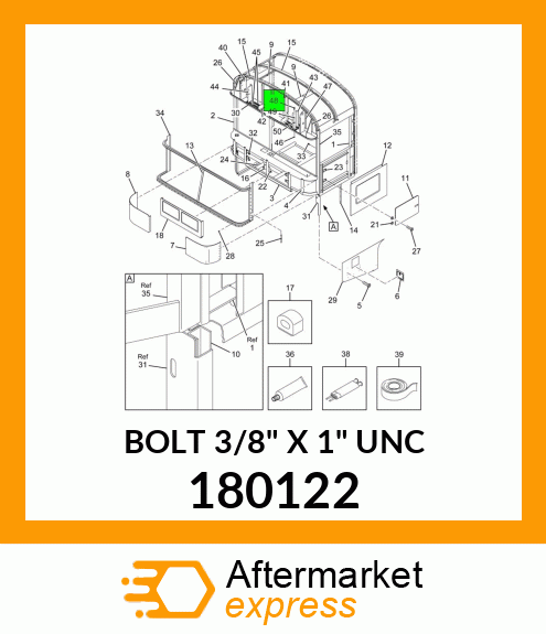 BOLT 3/8" X 1" UNC 180122