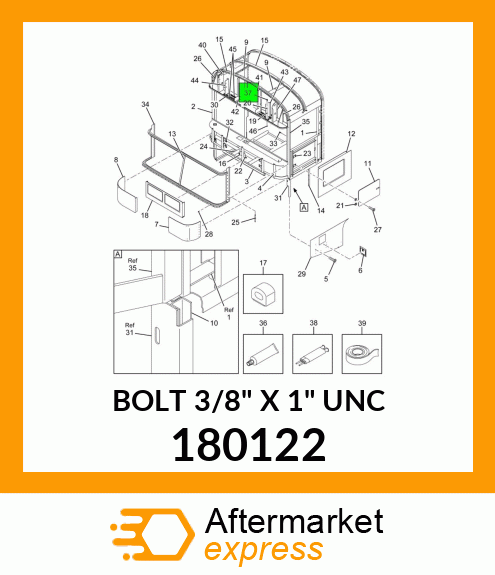 BOLT 3/8" X 1" UNC 180122