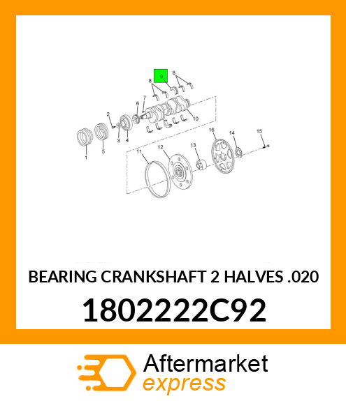 BEARING CRANKSHAFT 2 HALVES .020 1802222C92