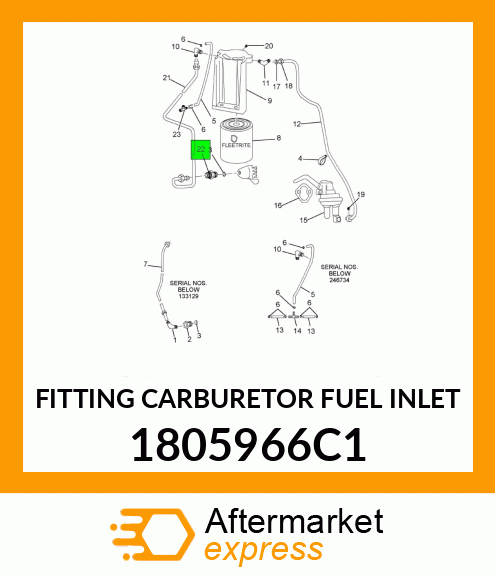 FITTING CARBURETOR FUEL INLET 1805966C1