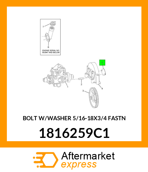 BOLT W/WASHER 5/16-18X3/4 FASTN 1816259C1