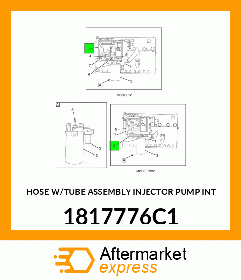 HOSE W/TUBE ASSEMBLY INJECTOR PUMP INT 1817776C1