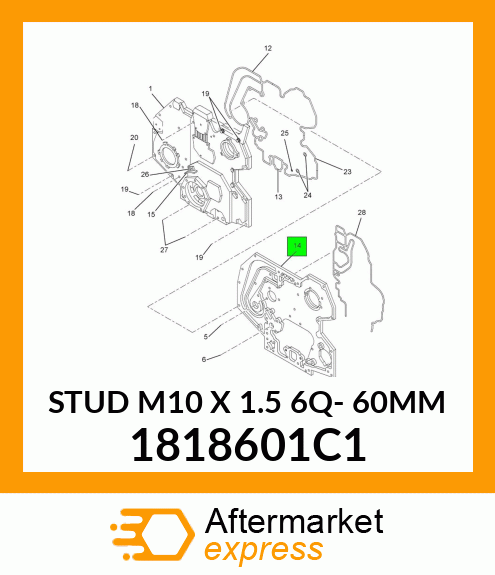 STUD M10 X 1.5 6Q- 60MM 1818601C1