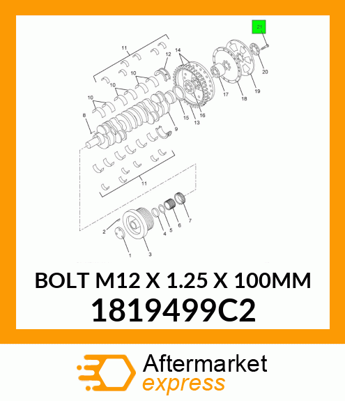 BOLT M12 X 1.25 X 100MM 1819499C2