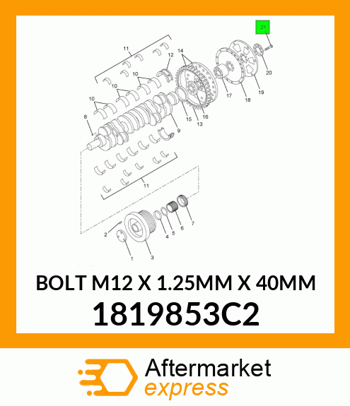 BOLT M12 X 1.25MM X 40MM 1819853C2