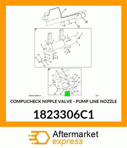 COMPUCHECK NIPPLE VALVE - PUMP LINE NOZZLE 1823306C1