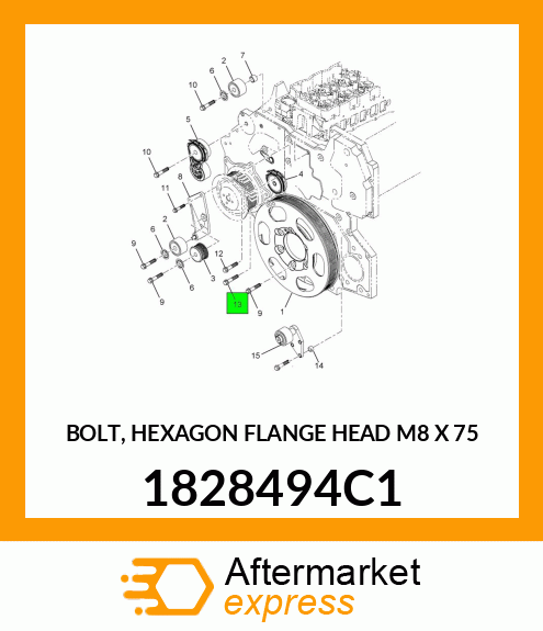 BOLT, HEXAGON FLANGE HEAD M8 X 75 1828494C1