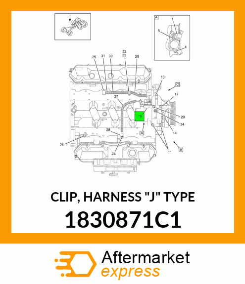 CLIP, HARNESS "J" TYPE 1830871C1