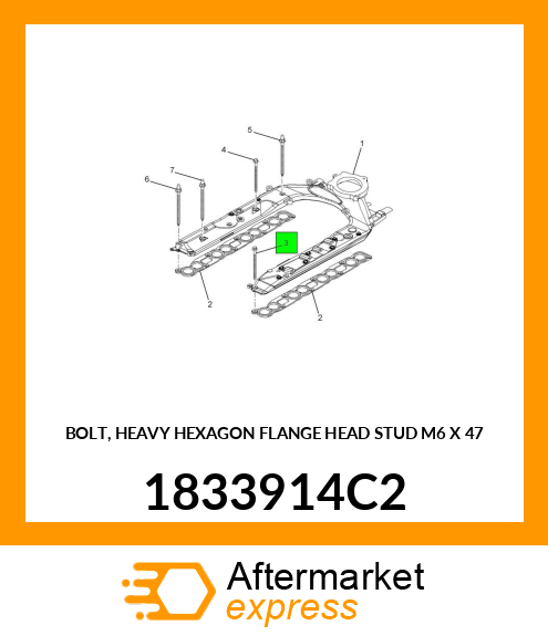 BOLT, HEAVY HEXAGON FLANGE HEAD STUD M6 X 47 1833914C2