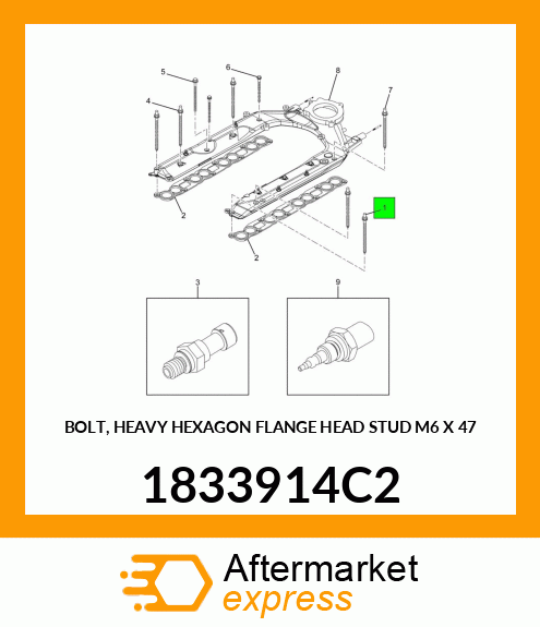 BOLT, HEAVY HEXAGON FLANGE HEAD STUD M6 X 47 1833914C2