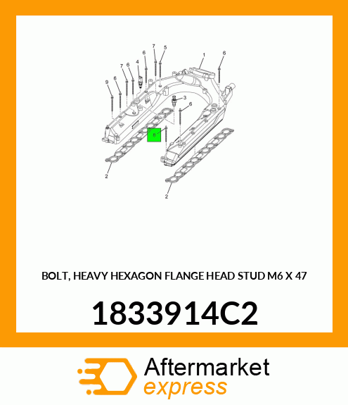 BOLT, HEAVY HEXAGON FLANGE HEAD STUD M6 X 47 1833914C2