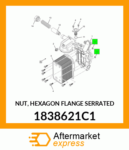 NUT, HEXAGON FLANGE SERRATED 1838621C1