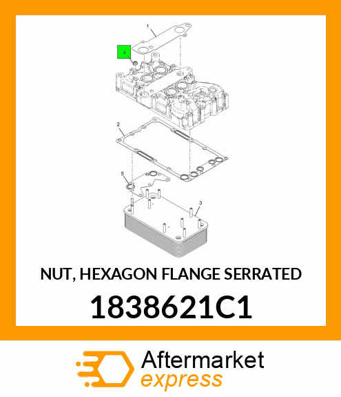 NUT, HEXAGON FLANGE SERRATED 1838621C1