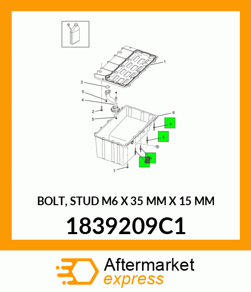 BOLT, STUD M6 X 35 MM X 15 MM 1839209C1