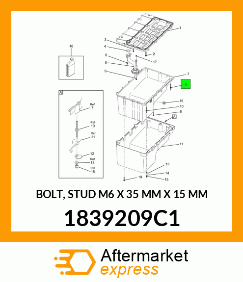 BOLT, STUD M6 X 35 MM X 15 MM 1839209C1