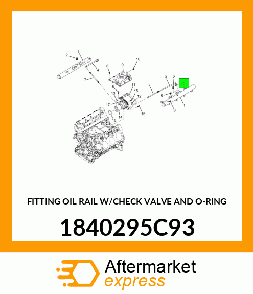 FITTING OIL RAIL W/CHECK VALVE AND O-RING 1840295C93