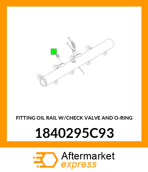 FITTING OIL RAIL W/CHECK VALVE AND O-RING 1840295C93