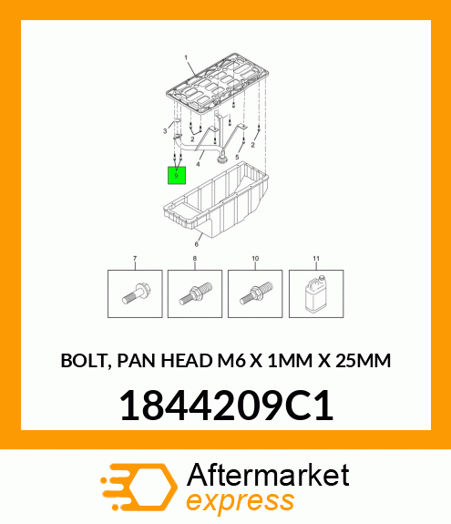 BOLT, PAN HEAD M6 X 1MM X 25MM 1844209C1