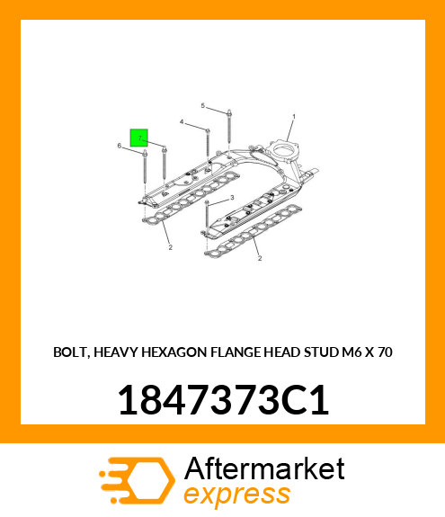 BOLT, HEAVY HEXAGON FLANGE HEAD STUD M6 X 70 1847373C1