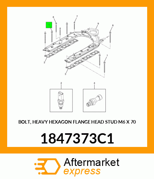 BOLT, HEAVY HEXAGON FLANGE HEAD STUD M6 X 70 1847373C1