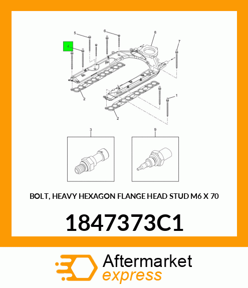 BOLT, HEAVY HEXAGON FLANGE HEAD STUD M6 X 70 1847373C1