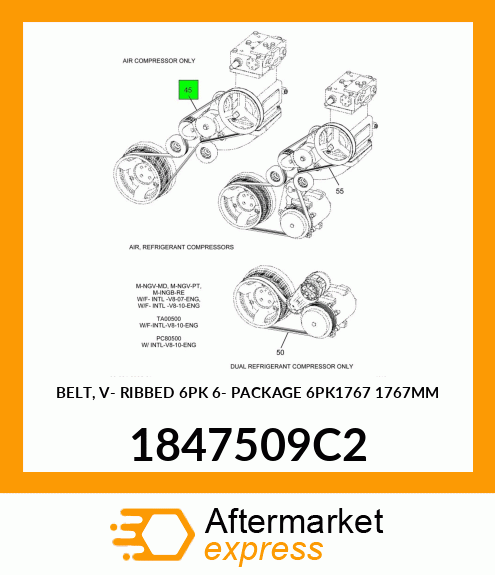 BELT, V- RIBBED 6PK 6- PACKAGE 6PK1767 1767MM 1847509C2