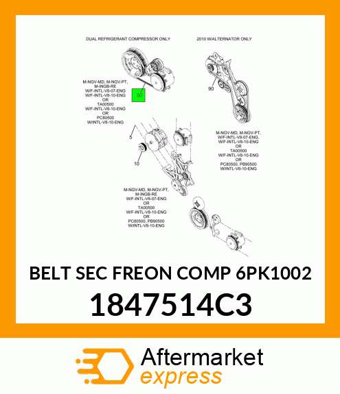 BELT SEC FREON COMP 6PK1002 1847514C3