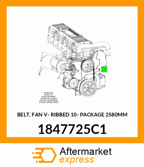 BELT, FAN V- RIBBED 10- PACKAGE 2580MM 1847725C1