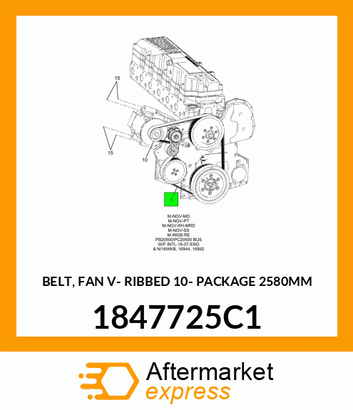 BELT, FAN V- RIBBED 10- PACKAGE 2580MM 1847725C1