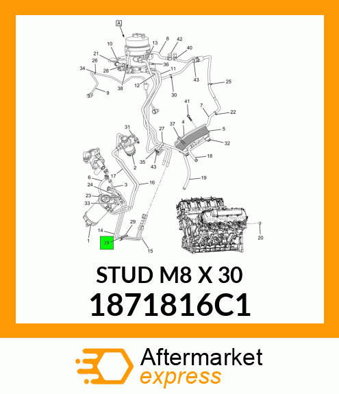 STUD M8 X 30 1871816C1