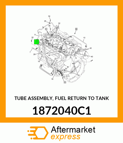 TUBE ASSEMBLY, FUEL RETURN TO TANK 1872040C1