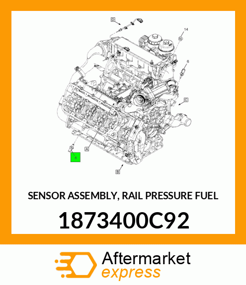 SENSOR ASSEMBLY, RAIL PRESSURE FUEL 1873400C92