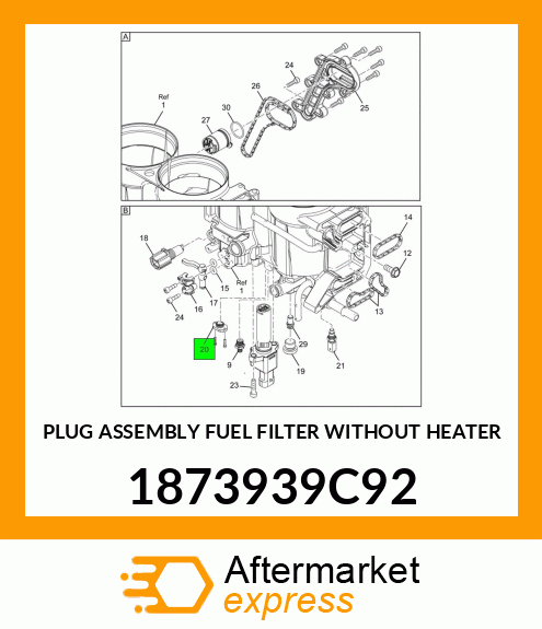 PLUG ASSEMBLY FUEL FILTER WITHOUT HEATER 1873939C92