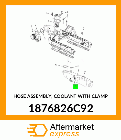 HOSE ASSEMBLY, COOLANT WITH CLAMP 1876826C92