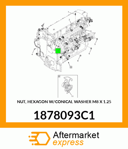 NUT, HEXAGON W/CONICAL WASHER M8 X 1.25 1878093C1