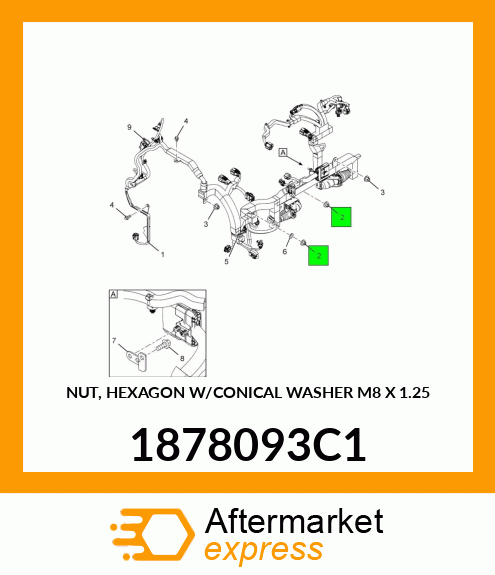 NUT, HEXAGON W/CONICAL WASHER M8 X 1.25 1878093C1